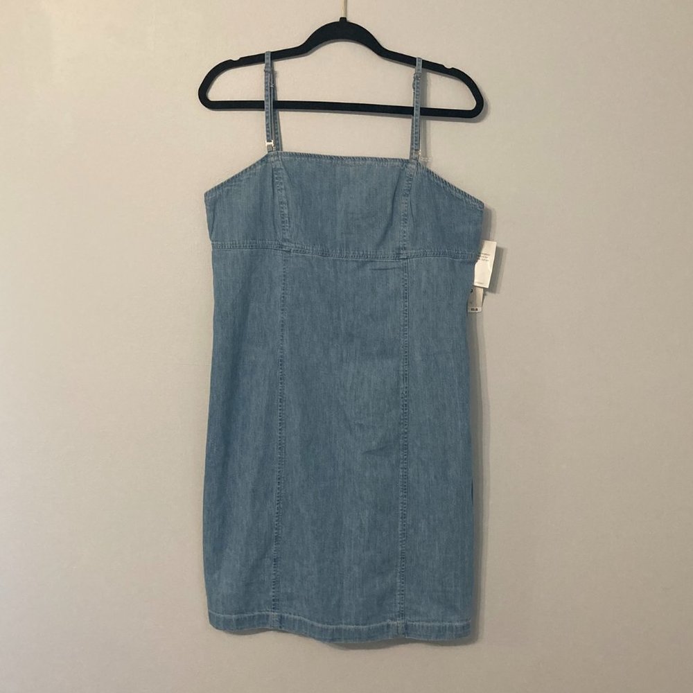 Y2K Denim Dress Size 10 JONES WEAR Spaghetti Strap Light Wash NEW NWT OLD STOCK